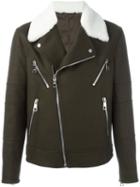 Neil Barrett Multi-pocket Biker Jacket, Men's, Size: 50, Green, Polyamide/polyester/viscose/lamb Fur