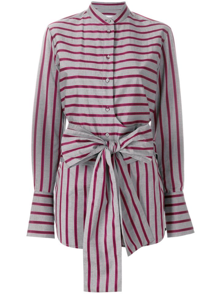 Victoria Victoria Beckham Striped Belt Shirt - Grey