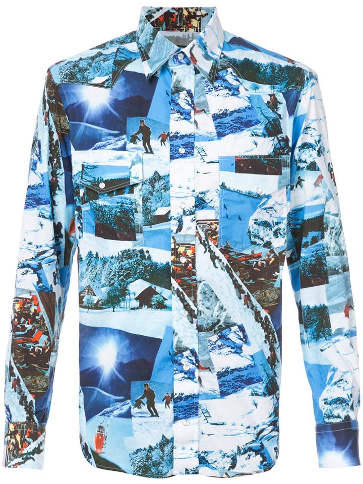 Gitman Vintage - Skying Print Shirt - Men - Cotton - L, Blue, Cotton