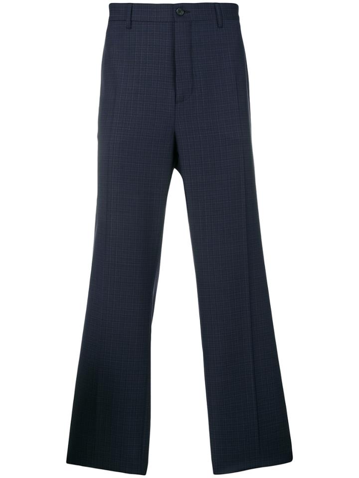 Versace Plaid Straight Trousers - Blue