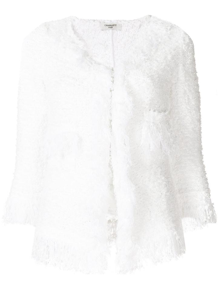 Charlott Fringe Knit Jacket - White