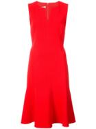 Oscar De La Renta Notched Neck Fitted Dress - Red