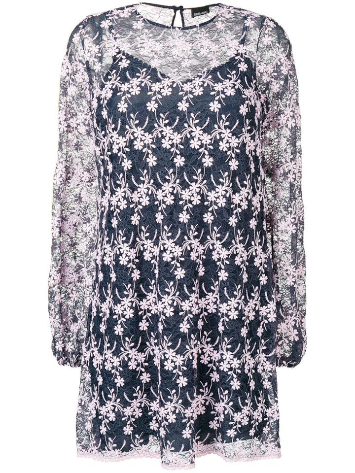 Ermanno Ermanno Sheer Lace Dress - Blue