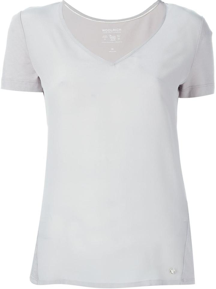 Woolrich V-neck T-shirt, Women's, Size: Small, Grey, Silk/cotton/modal
