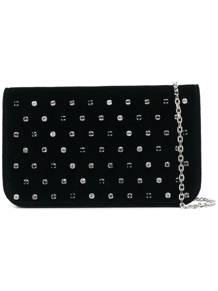 Red Valentino Red(v) Crystal Embellished Shoulder Bag - Black