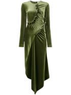 Preen By Thornton Bregazzi - Ruched Asymmetrical Dress - Women - Polyester/spandex/elastane - S, Green, Polyester/spandex/elastane