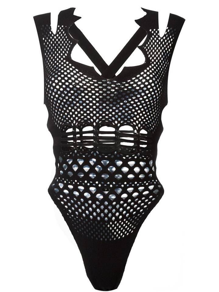 Kenzo Bodycon Openwork Knit Lace Bodysuit