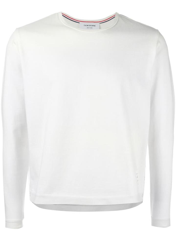 Thom Browne Crew Neck Jumper, Men's, Size: 3, White, Cotton