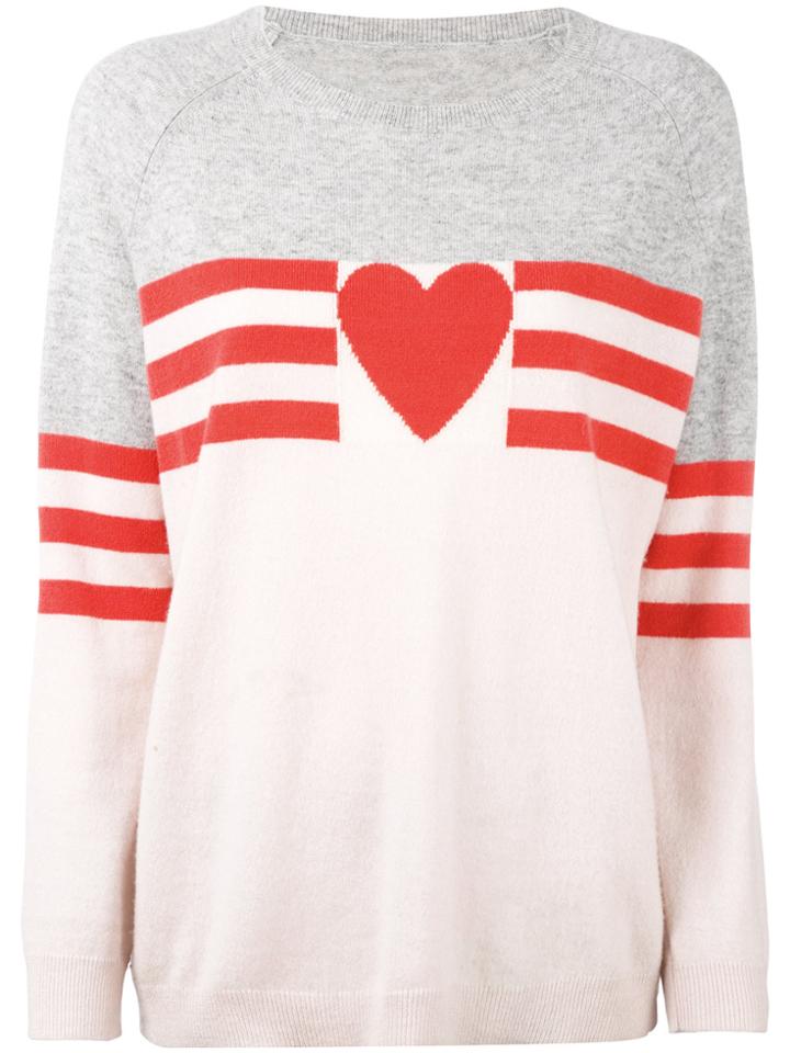 Chinti & Parker Cashmere Love Heart Sweater - Pink & Purple