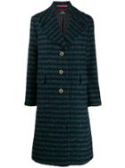 Ps Paul Smith Straight Fit Striped Coat - Blue