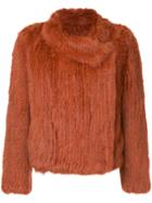 Meteo By Yves Salomon Fur Wrap Front Jacket - Yellow & Orange