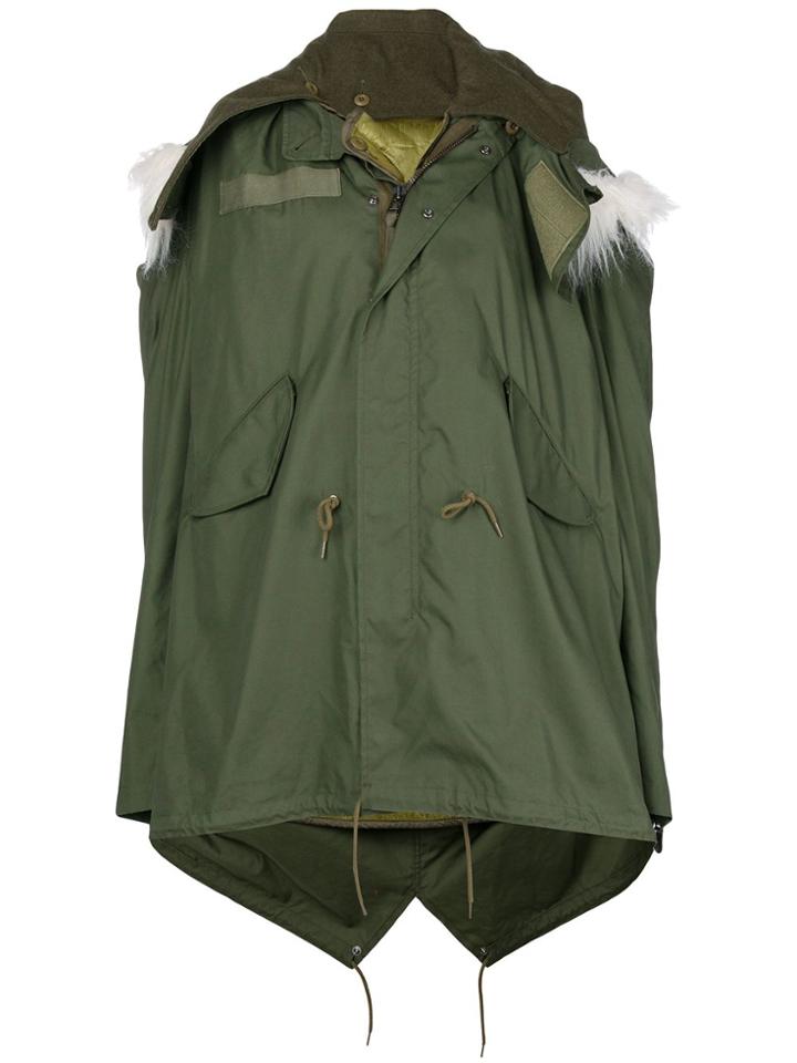 Junya Watanabe Faux-fur Trim Hooded Oversized Parka - Green