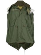 Junya Watanabe Faux-fur Trim Hooded Oversized Parka - Green