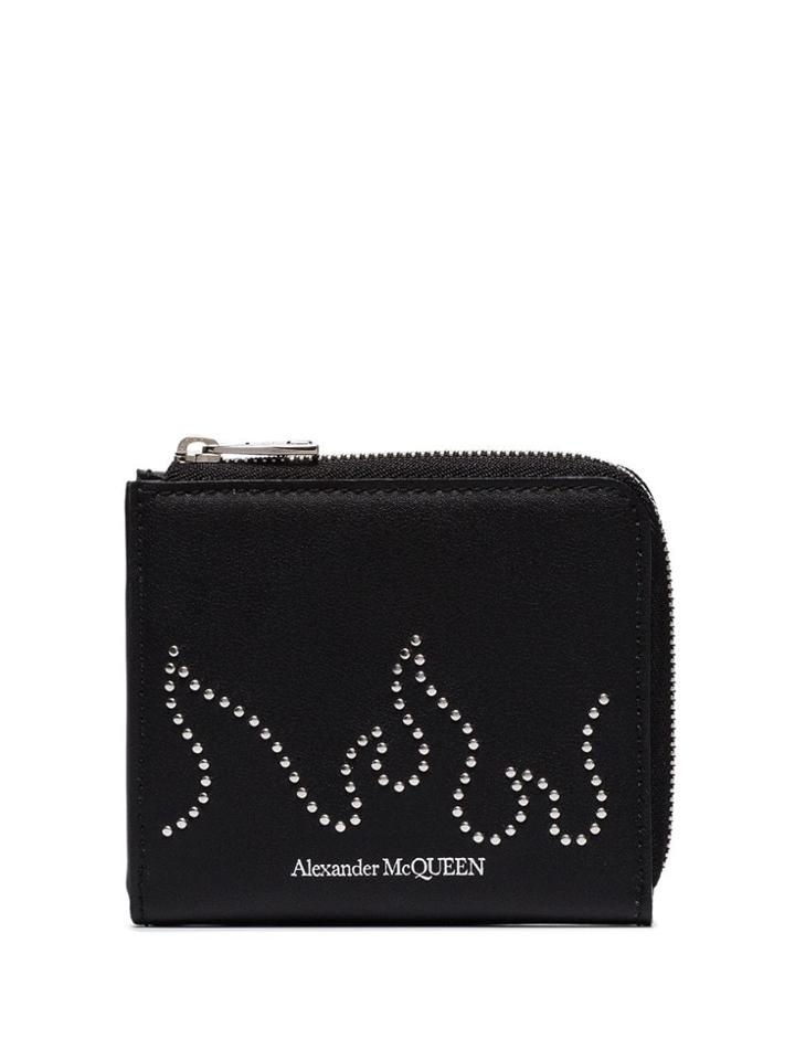 Alexander Mcqueen Studded Flame Wallet - Black