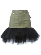 Unravel Project Tulle Hem Skirt, Women's, Size: 40, Green, Cotton/nylon