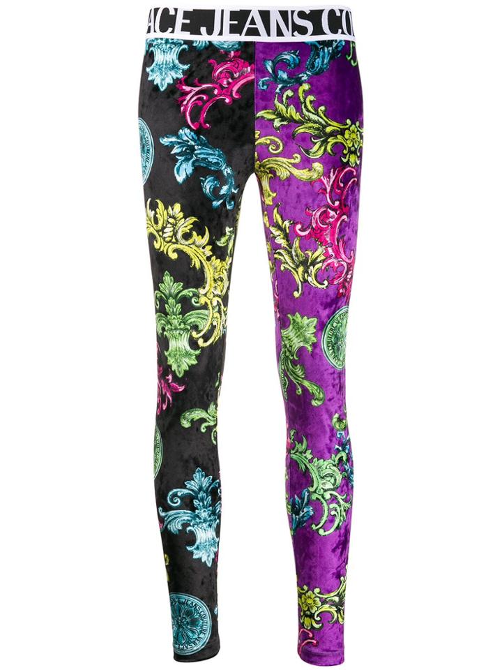 Versace Jeans Couture High Waisted Printed Leggings - Black