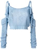 Philosophy Di Lorenzo Serafini Cold Shoulder Knitted Top, Women's, Size: 42, Blue, Cotton