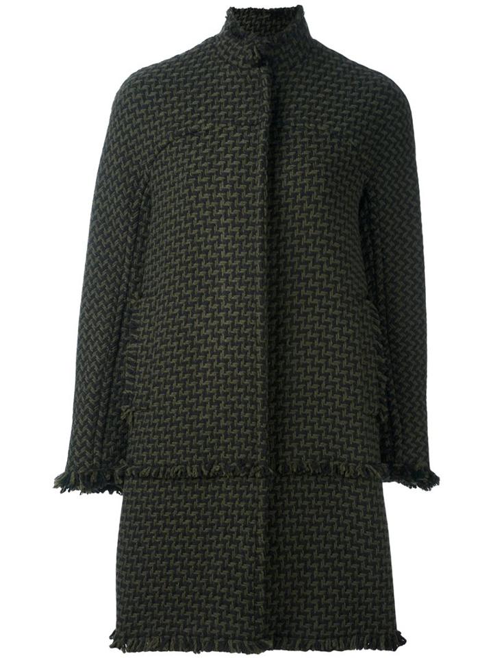 Gianluca Capannolo Frayed Zipped Coat, Women's, Size: 42, Green, Acrylic/nylon/virgin Wool