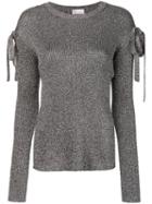 Red Valentino - Lurex Bow Sleeve Sweater - Women - Viscose/metallic Fibre - Xs, Grey, Viscose/metallic Fibre