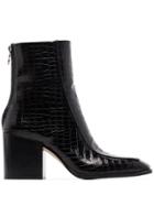 Aeyde Lidia Crocodile-effect Ankle Boots - Black