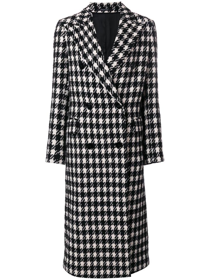 Tagliatore Houndstooth Pattern Coat - Black