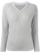 Fabiana Filippi V-neck Top, Women's, Size: 40, Grey, Cotton