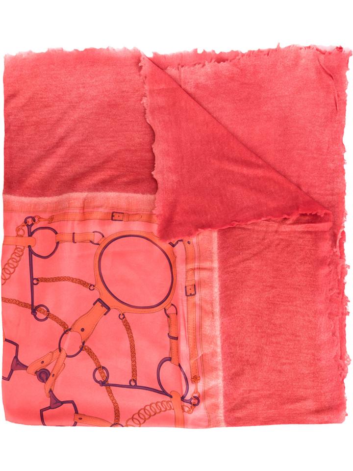 Avant Toi Baroque Printed Scarf - Yellow & Orange