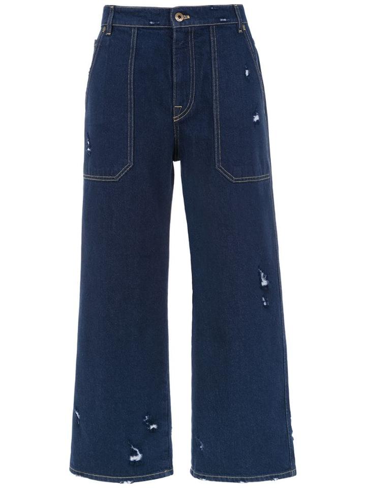 Miu Miu Cropped Wide Leg Jeans - Blue