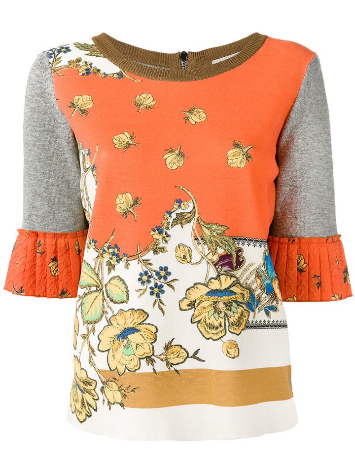 Etro Floral Print Sweatshirt, Women's, Size: 42, Yellow/orange, Viscose/cotton/linen/flax/polyester