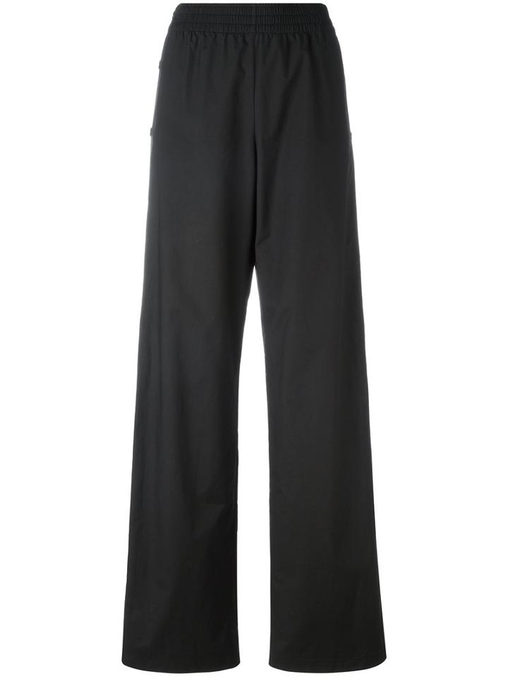 Maison Margiela Buttoned Palazzo Pants, Women's, Size: 42, Black, Cotton/polyamide/polyurethane