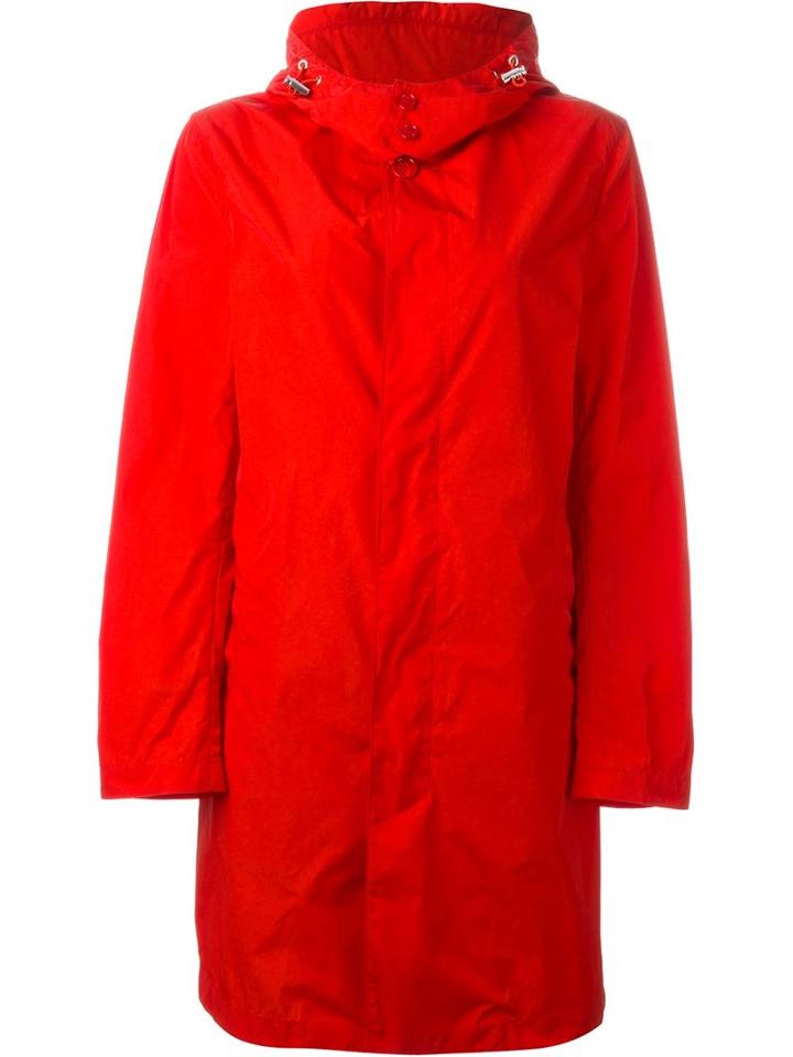 Mackintosh Buttoned Up Raincoat, Women's, Size: 36, Red, Nylon
