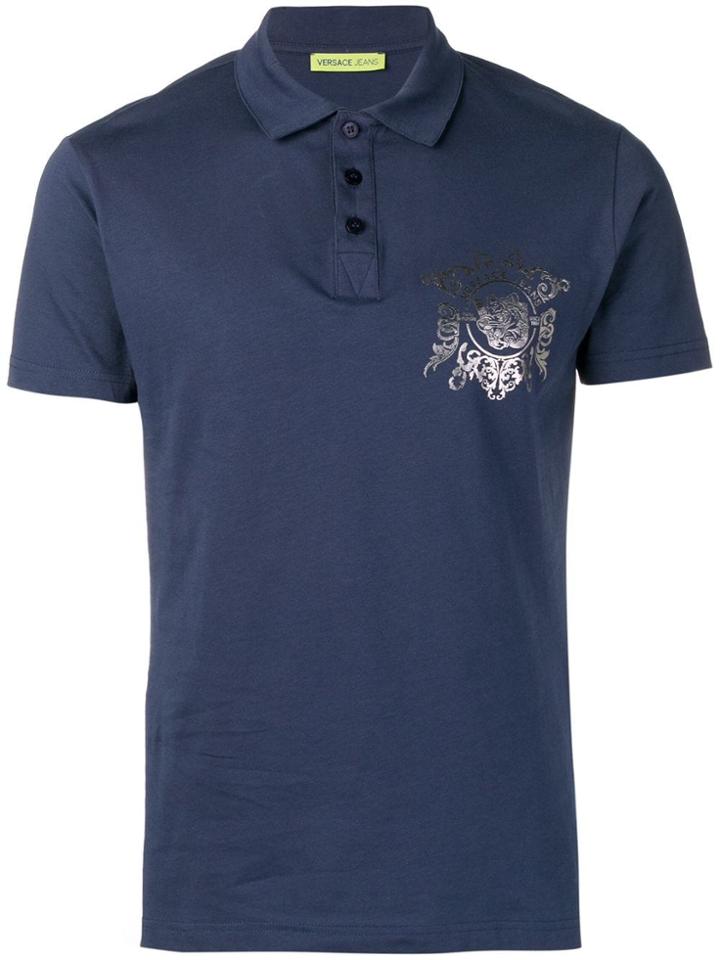 Versace Jeans Tiger Print Polo Shirt - Blue