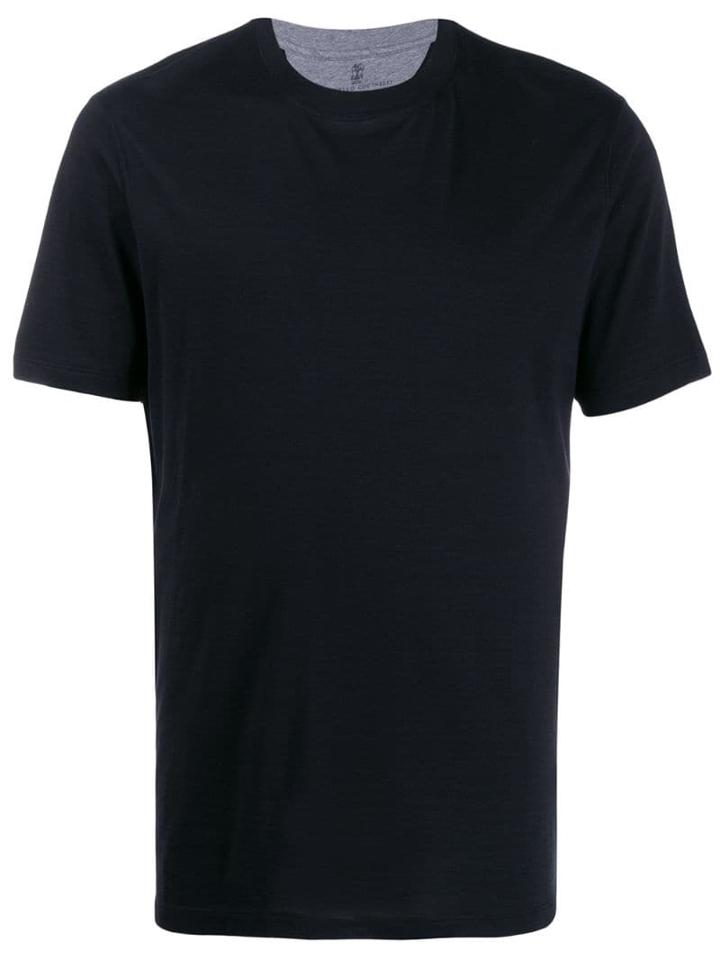 Brunello Cucinelli Grey Trim Crew Neck T-shirt - Black