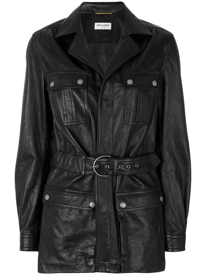 Saint Laurent Belted Coat - Black
