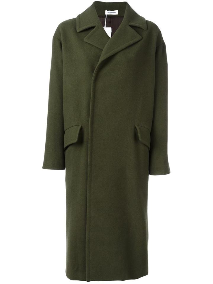 Plantation Long Length Coat, Women's, Size: Medium, Green, Cupro/wool