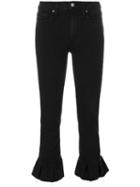 Paige - Cropped Ruffled Jeans - Women - Cotton/polyester/spandex/elastane - 28, Black, Cotton/polyester/spandex/elastane