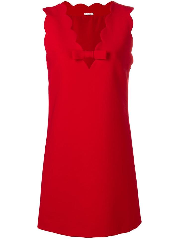 Miu Miu Scalloped Neck Dress - Red