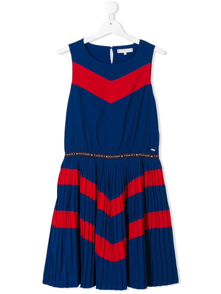 Tommy Hilfiger Junior Chevron Pleated Dress - Blue