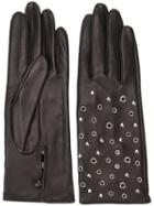 Perrin Paris Metallic-embellished Gloves, Women's, Size: 8, Black, Leather