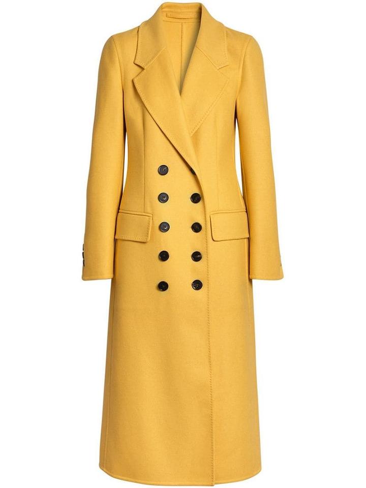 Burberry Double-breasted Cashmere Tailored Coat - Yellow