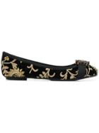 Anna Baiguera Embroidered Ballerina Shoes - Black