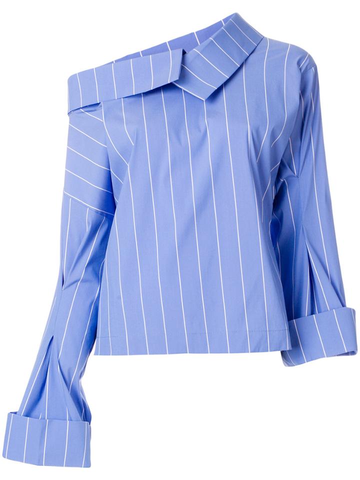 Erika Cavallini Asymmetric Striped Blouse - Blue