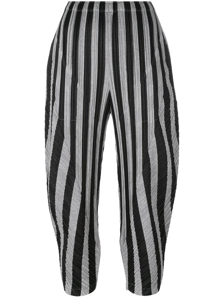 Pleats Please By Issey Miyake Drop-crotch Cropped Trousers, Women's, Size: 2, Black, Cotton/polyester