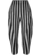 Pleats Please By Issey Miyake Drop-crotch Cropped Trousers, Women's, Size: 2, Black, Cotton/polyester