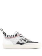 Leather Crown Zebra Print Low Top Sneakers - Grey