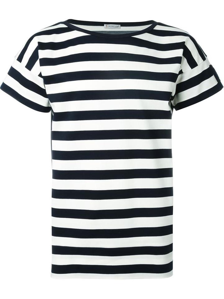 Moncler Striped T-shirt, Men's, Size: M, Blue, Cotton/polyester