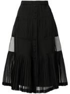 No21 Sheer Insert Pleated Skirt - Black