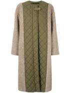 Muller Of Yoshiokubo Contrast Quilted Midi Coat - Green