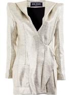 Balmain Structured Wrap Front Blazer - Grey