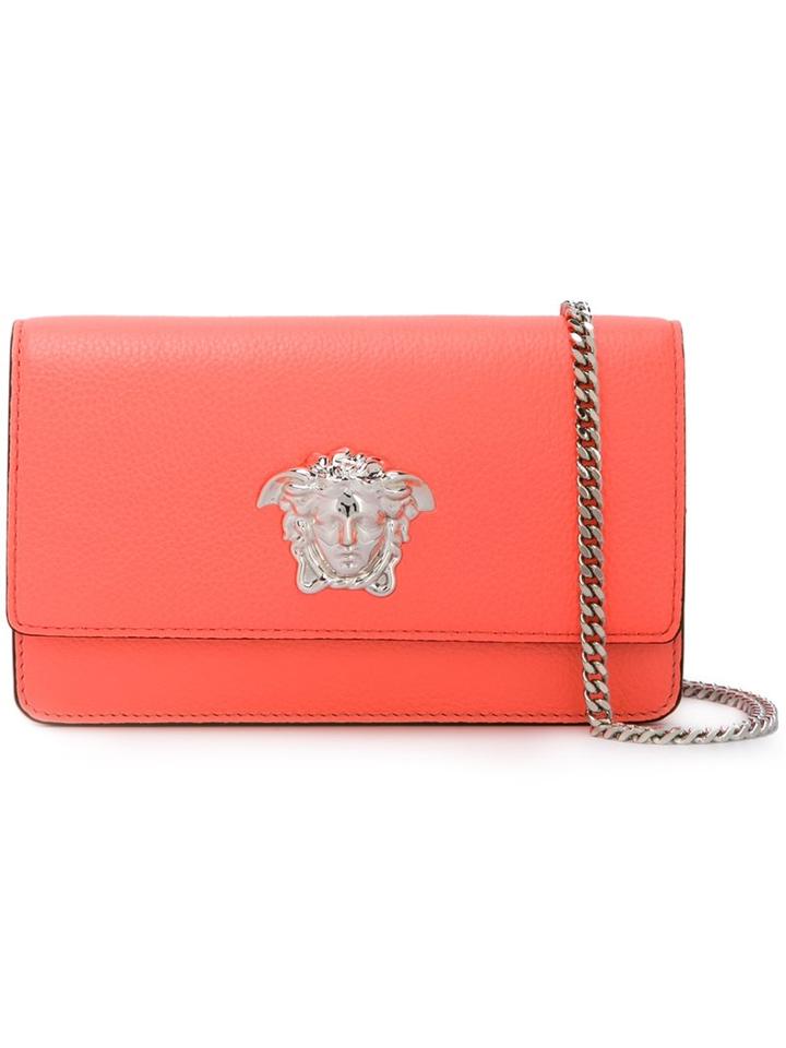 Versace 'palazzo Medusa' Patent Foldover Clutch, Women's, Pink/purple